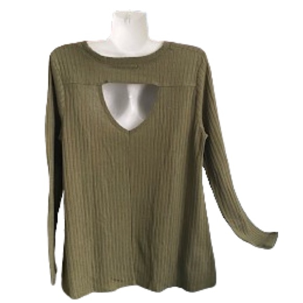 Army Green Ribbed Awake Top - Picture 2 of 12